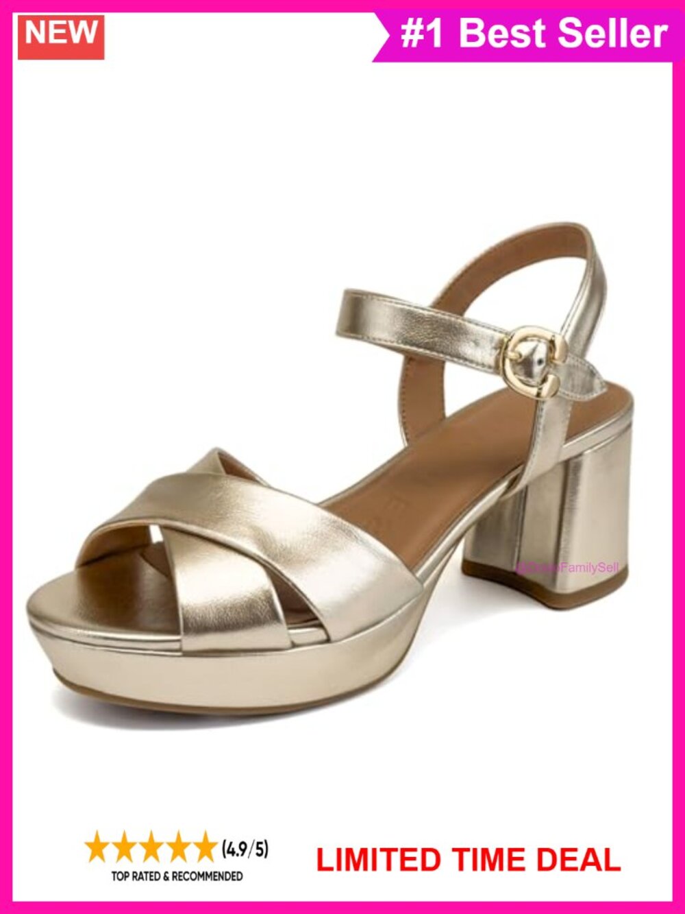 Platform Wedge Sandals with Faux Leather Crossover Straps and Ankle Strap